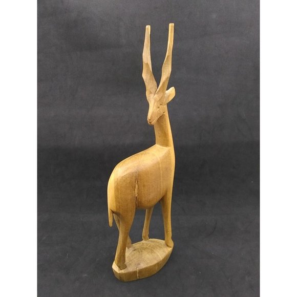 Pier1 Kenya HandCarved Wood Gazelle Antelope Mid Century Style Tall 12" Figurine - Picture 2 of 10